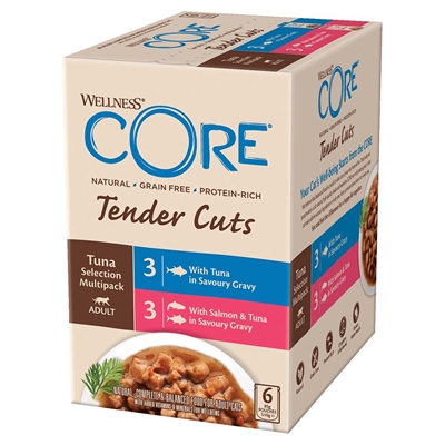 Wellness Core Tender Cuts Våtfoder Till Katt med Tonfisk 6x85g